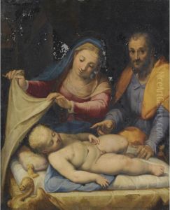Holy Family With The Sleeping Christ Child by Lorenzo Sabatini