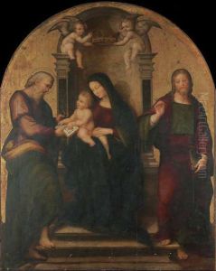 Madonna Con Il Bambino Fra San Matteo E San Giovanni Evangelista by Andreas Sabatini Da Salerno