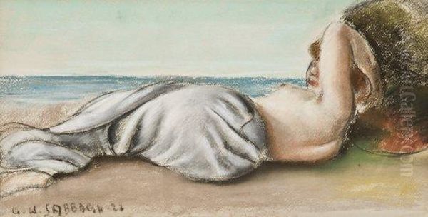 Femme Allongee Sur La Plage - view 1