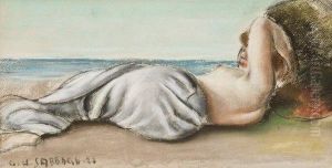 Femme Allongee Sur La Plage by Georges-Hanna Sabbagh