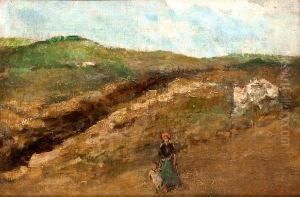Landscape With A Woman And Child by Symeon Sabbides