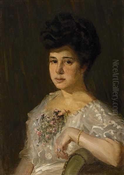 Lady With Bouquet Of Flowers - view 1