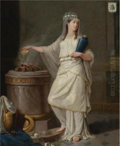 Vestal Virgin Before A Burning Altar by Francois Sablet