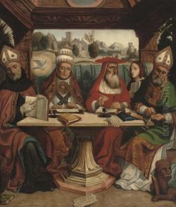 The Four Doctors Of The Church With The Symbols Of The Fourevangelists The Four Doctors Of The Church With The Symbols Of The Fourevangelists