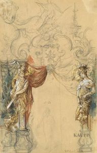 Entwurfsskizze Im Masstab 1:20 Mit Allegorischen Figuren by Eduard Sack