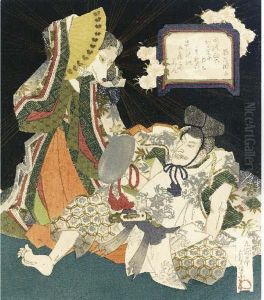A Surimono Of The Fox Legend by Utagawa Sadakage
