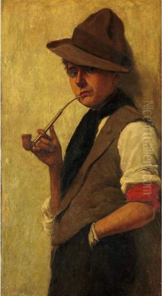 Boy Smoking A Pipe - view 1