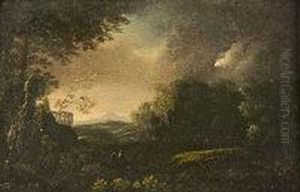 Figures Before The Sugar Loaf; Stormy Landscape by William II Sadler