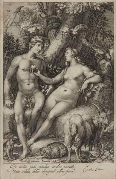 Eve Giving Adam The Forbidden Fruit - view 1