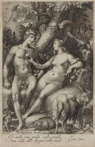 Eve Giving Adam The Forbidden Fruit by Jan Pietersz. Saenredam