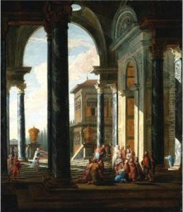 An Architectural Capriccio With Christ Healing The Sick