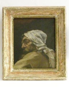 Brustbildnis Eines Bartigen Mannes Von Der Seite Gesehen, Den Mit Einem Tuch Umbundenen Kopf Nach Links Gewandt. Oben Links Sigiert H. Saffer by Hans Konrad Saffer
