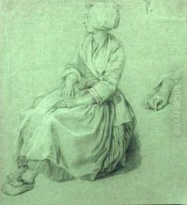 Etude De Jeune Paysanne by Johan Christiaan W. Safft