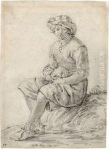 A Seated Youth by Cornelis Saftleven