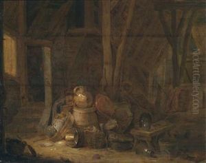 A Barn Interior by Cornelis Saftleven