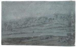Landschaft Mit Wanderern Und Einer Ruine Im Hintergrund by Herman Saftleven