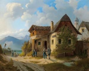 Vor Dem Haus Des Ortsrichters by Franz Sager