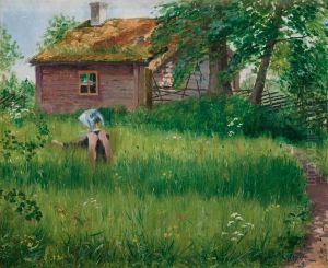 Flicka Pa Blomsterang by Olof Sager-Nelson