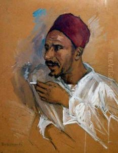 Portrait Dhomme Fumant by Louise-Anne Saint