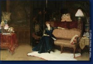Elegante Dans Un Interieur by Jean Aime Saint-Cyr Girier