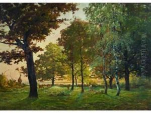 Soleil Couchant Sur La Dombe by Jean Aime Saint-Cyr Girier