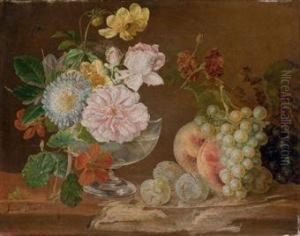 Nature Morte Aux Fleurs Et Aux Fruits by Simon Saint-Jean
