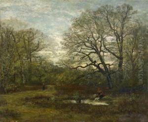 Wooded Landscape With A Laundress