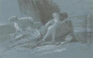 Reclining Male, Embracing A Child, Ca. 1788/90. by Jean-Pierre Saint-Ours