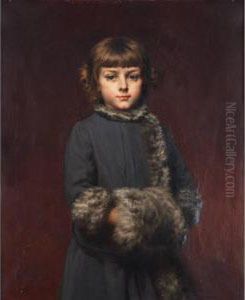 Girl With Muff by Gaston Casimir Saint-Pierre