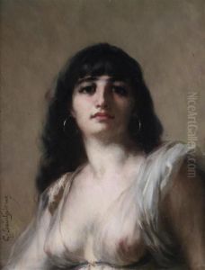 A Raven-haired Beauty And An Auburn Beauty by Gaston Casimir Saint-Pierre