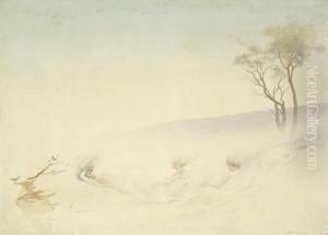 Vier Nymphen In Einer Traumlandschaft by Charles Prosper Sainton