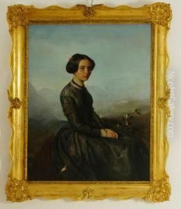 Ritratto Di Signora In Un Paesaggio by Eliseo Sala
