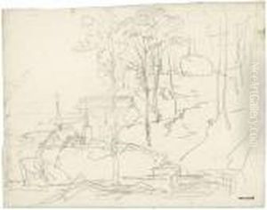 Waldstuck Am Hang Mit Kapelle by Friedrich Salathe