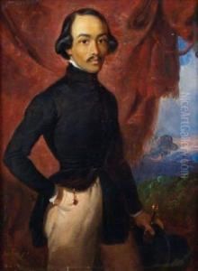 Portrait D'homme Devant Un Paysage