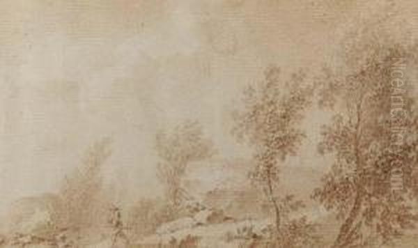 A Traveller In A Wooded Landscape - view 1