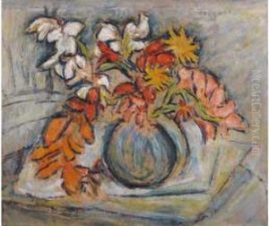 Glaieuls Dans Un Vase Boule by Jeanne Saliceti