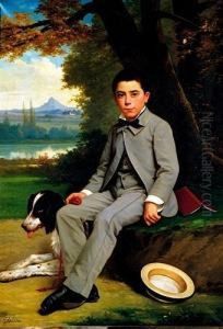 Portrait D'enfant Au Chien by Paul Narcisse Salieres