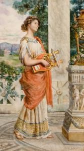 Italiana Tocando La Lira by Agustin Salinas Y Teruel