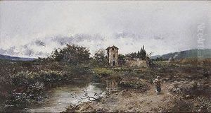 Paisaje Con Campesina by Agustin Salinas Y Teruel