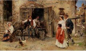 Vor Der Schmiede Von Mascalcia - Die Dorfsch by Juan Pablo Salinas Y Teruel