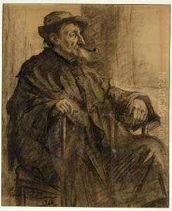 Bildnis Eines Sitzenden Mannes Mit Pfeife by Lino Salini