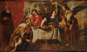 Abraham Et Les Trois Anges by Antonius Sallaert