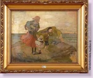 La Famille Du Pecheur En Bord De Mer by Robert Salles