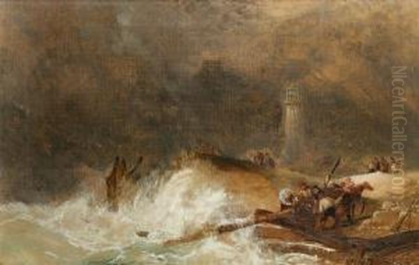 Salvage On The Shoreline With Additional Indistinct Markings On The Original Stretchers - view 1