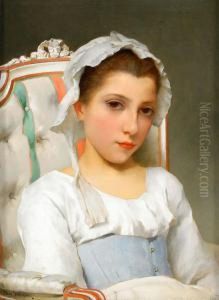 Ung Fransk Flicka Sittande I Louis Xvi-fatolj by Hugo Salmson