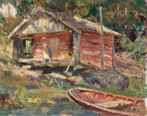 Woman By A Shed