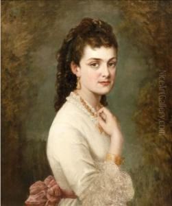 Portrait Of A Lady, Half Length, Believed To Be Princess Dagmar Of Denmark by John William Salter