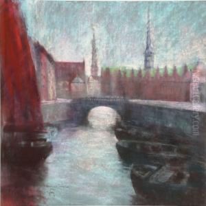 View Of Christianshavns Kanal by Edvard Anders Saltoft