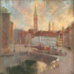 Canal Scene Fromcopenhagen by Edvard Anders Saltoft