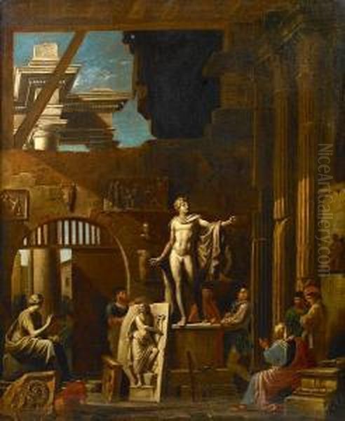 A Sculptor With Patrons Amongst Classicalruins - view 1